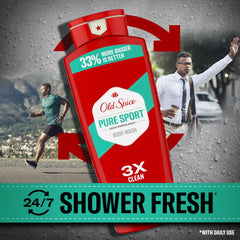 Old Spice Pure Sport pump and cap close-up showing easy-dispense convenience