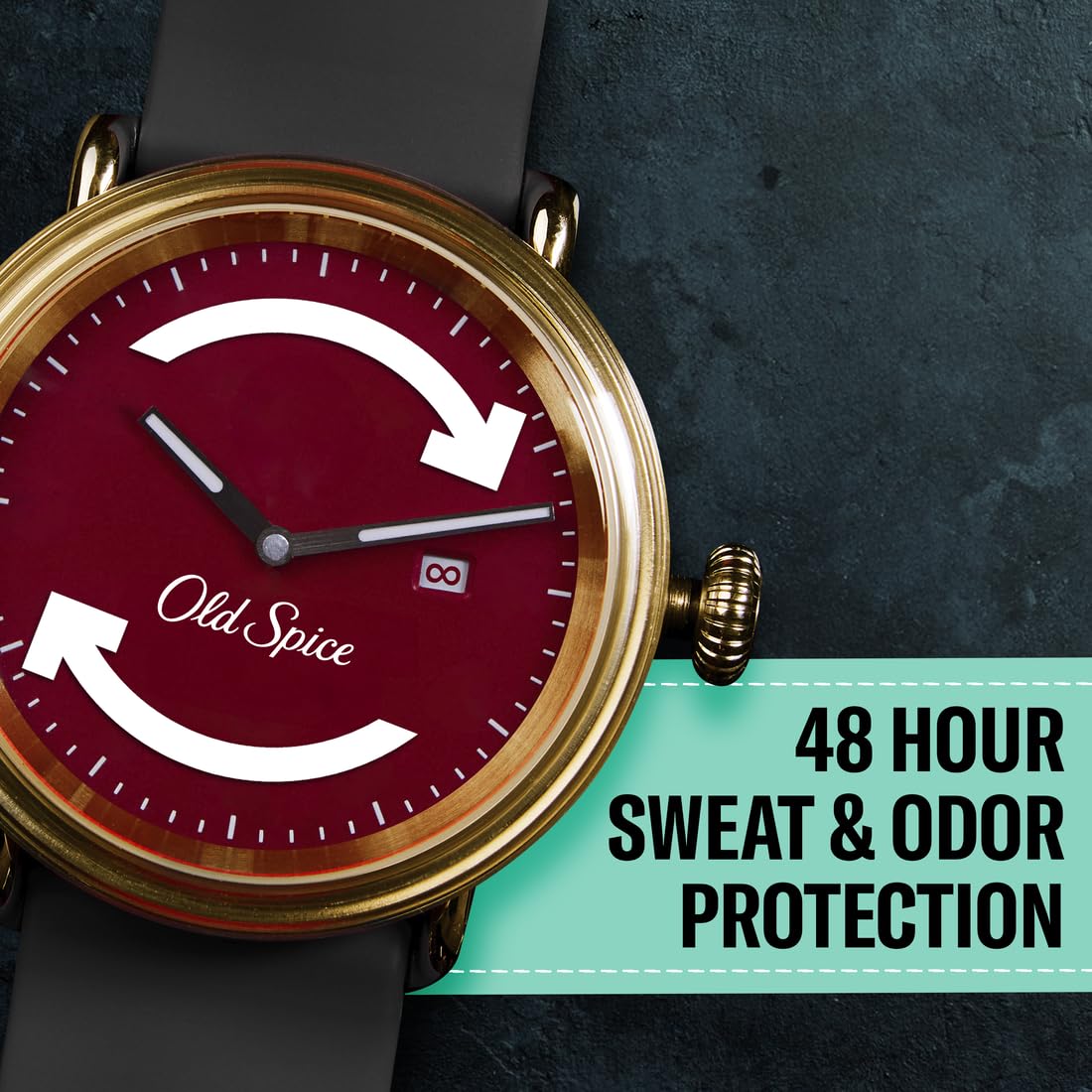 Old Spice Pure Sport+ being applied to underarm showing quick, mess-free protection