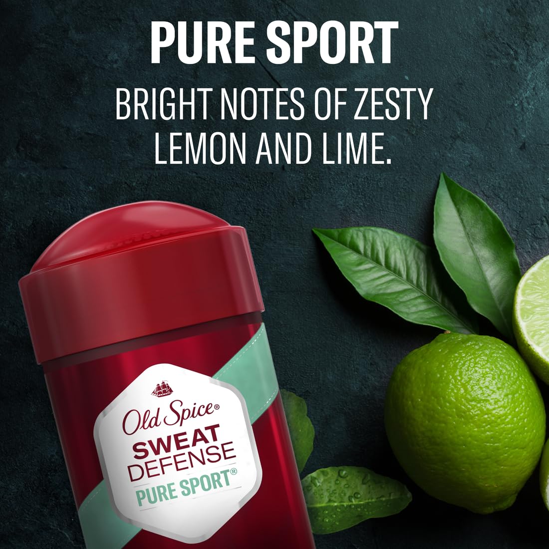 Old Spice Pure Sport+ back label with ingredients and usage directions for confidence
