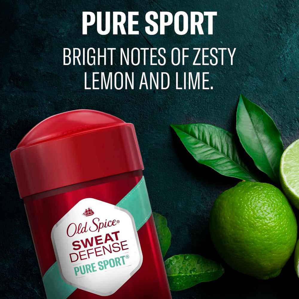 Old Spice Pure Sport+ back label with ingredients and usage directions for confidence