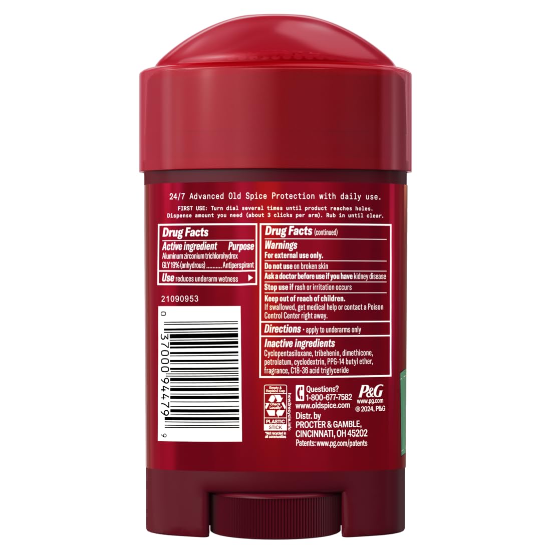 Old Spice Pure Sport+ soft solid open stick showing smooth texture and easy application