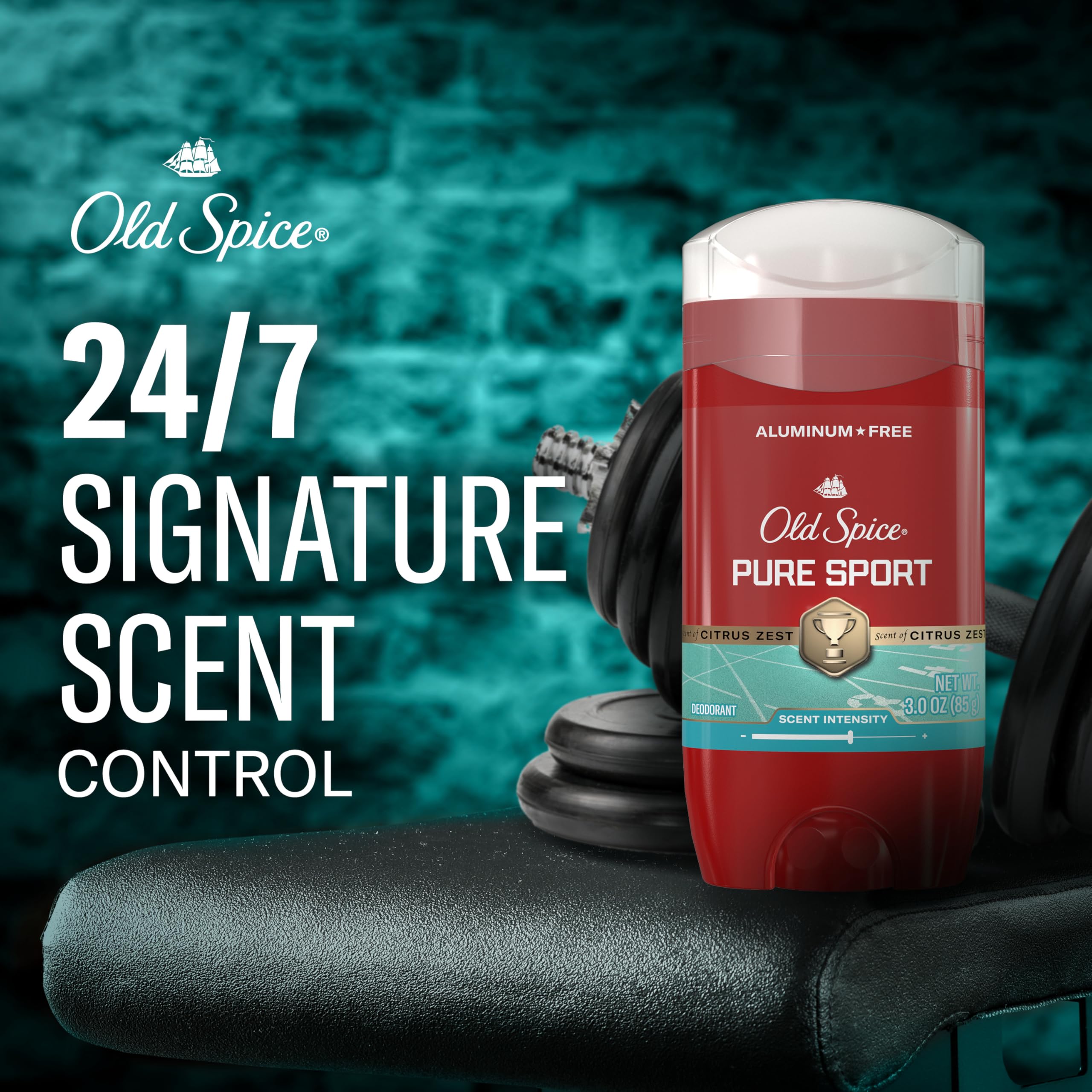 Old Spice Pure Sport stick exposed to show smooth texture, indicating easy application
