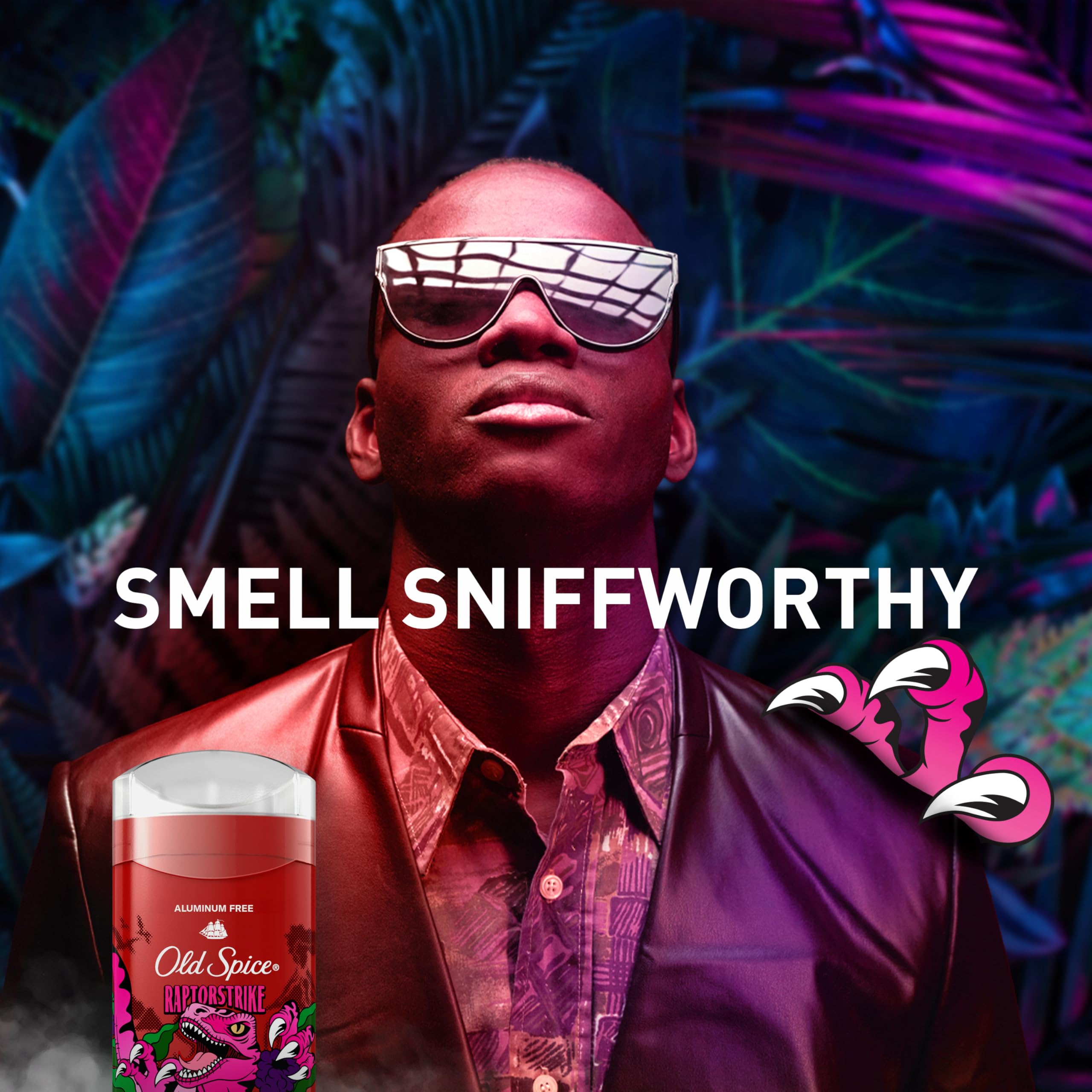 Old Spice Raptorstrike in a toiletry bag showing travel-ready 3.0 oz size and portability