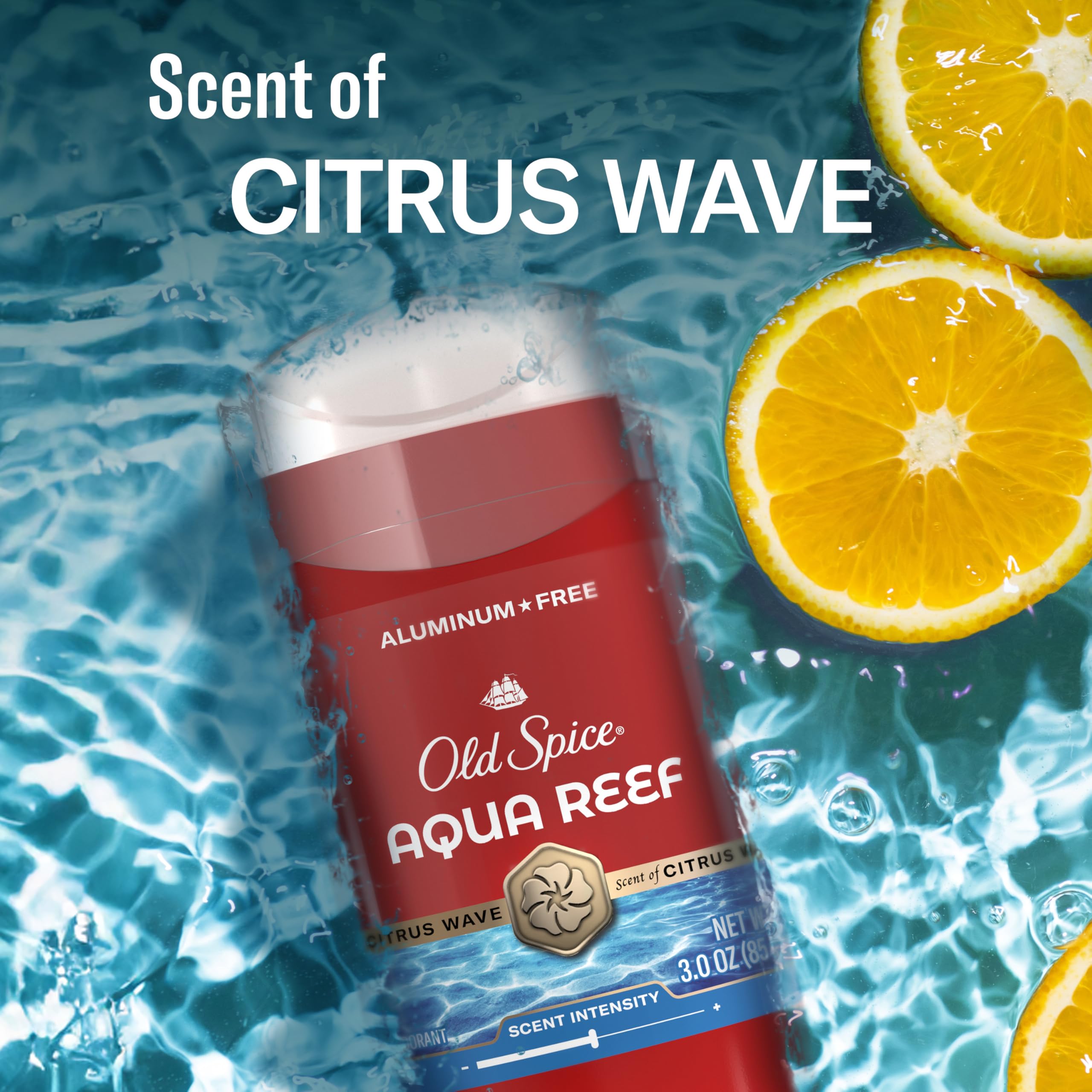 Lifestyle shot suggesting Old Spice citrus-aquatic scent for invigorating freshness