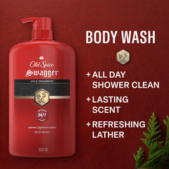 Old Spice Swagger back label with ingredients and usage guidance, easy reference