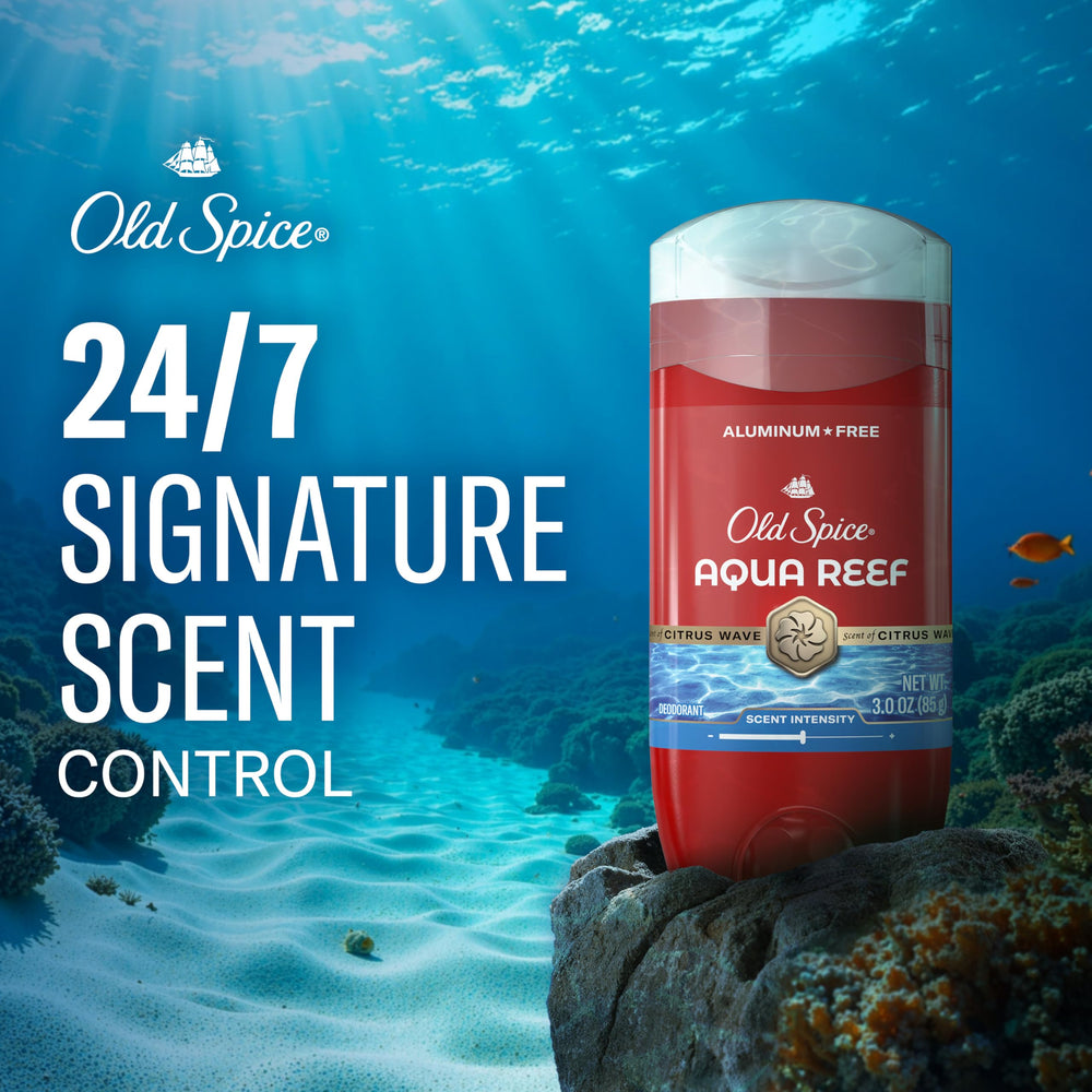 Three Old Spice 3.0 oz sticks arranged on shelf for value and convenience