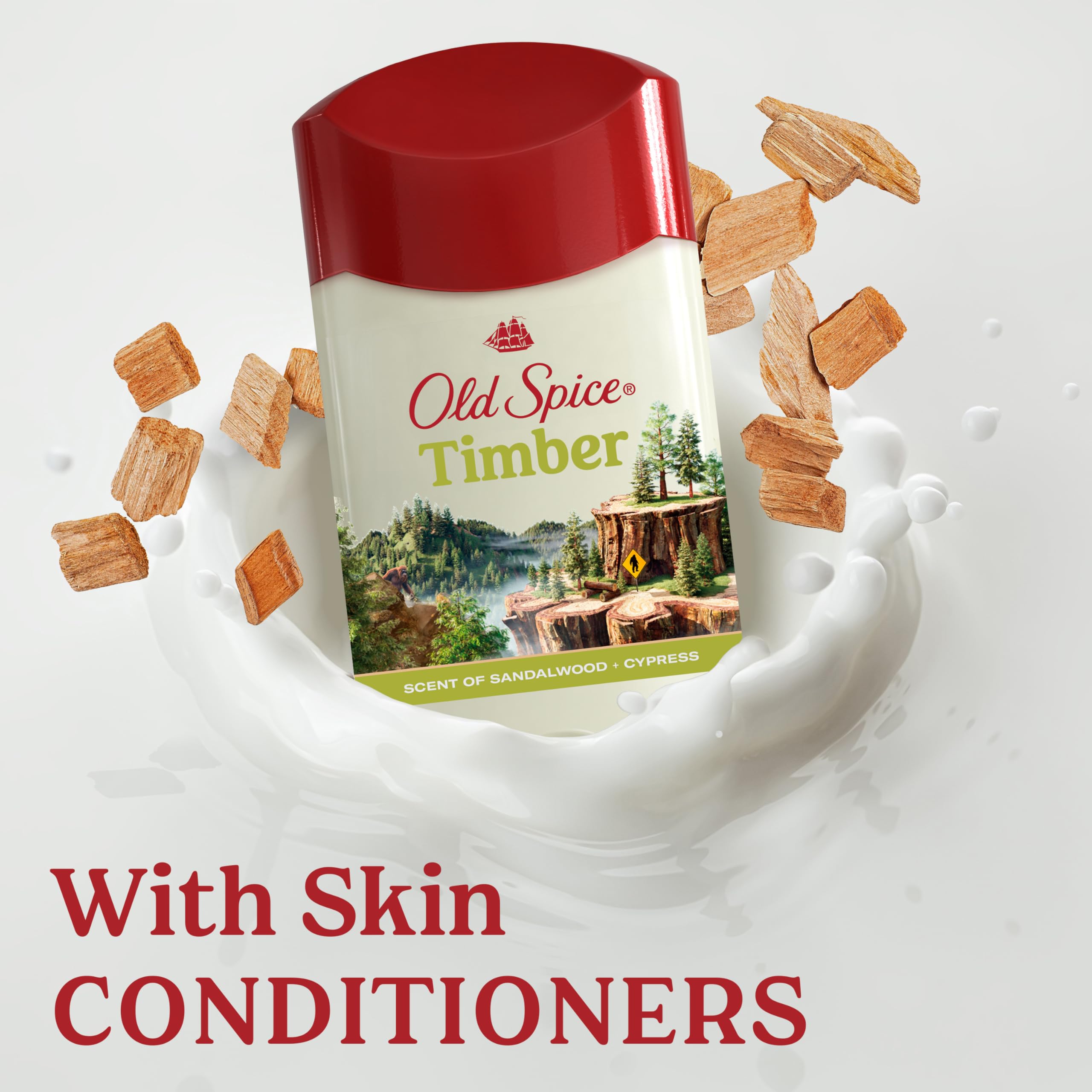 Close-up of applying Old Spice Timber underarm demonstrating easy glide and dry-feel comfort