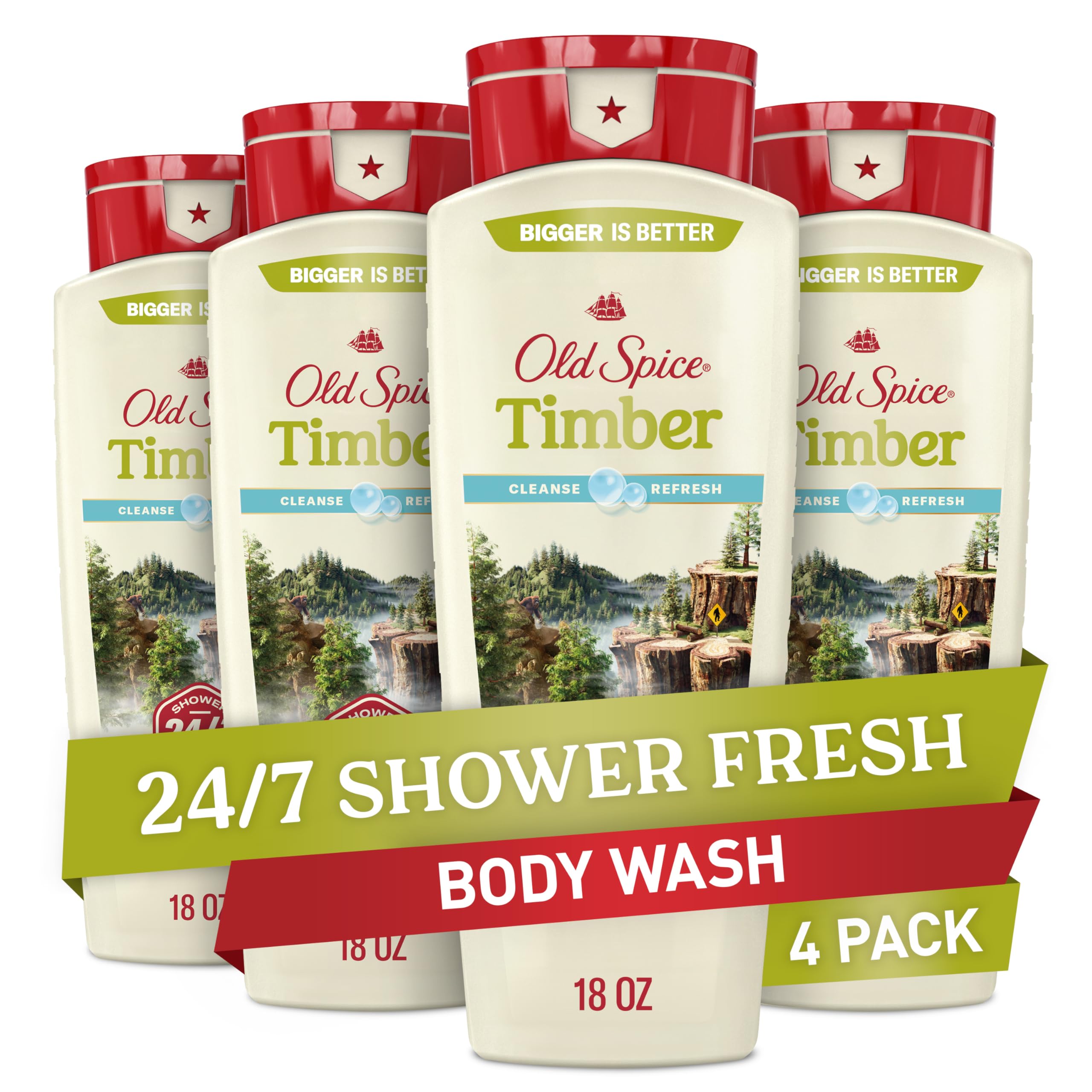 Old Spice Timber front packaging showing bottle and scent name for confident freshness