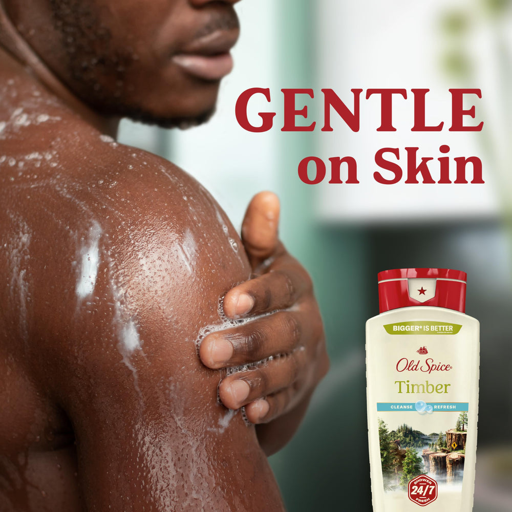 Old Spice Timber in shower setting illustrating everyday use and long-lasting scent