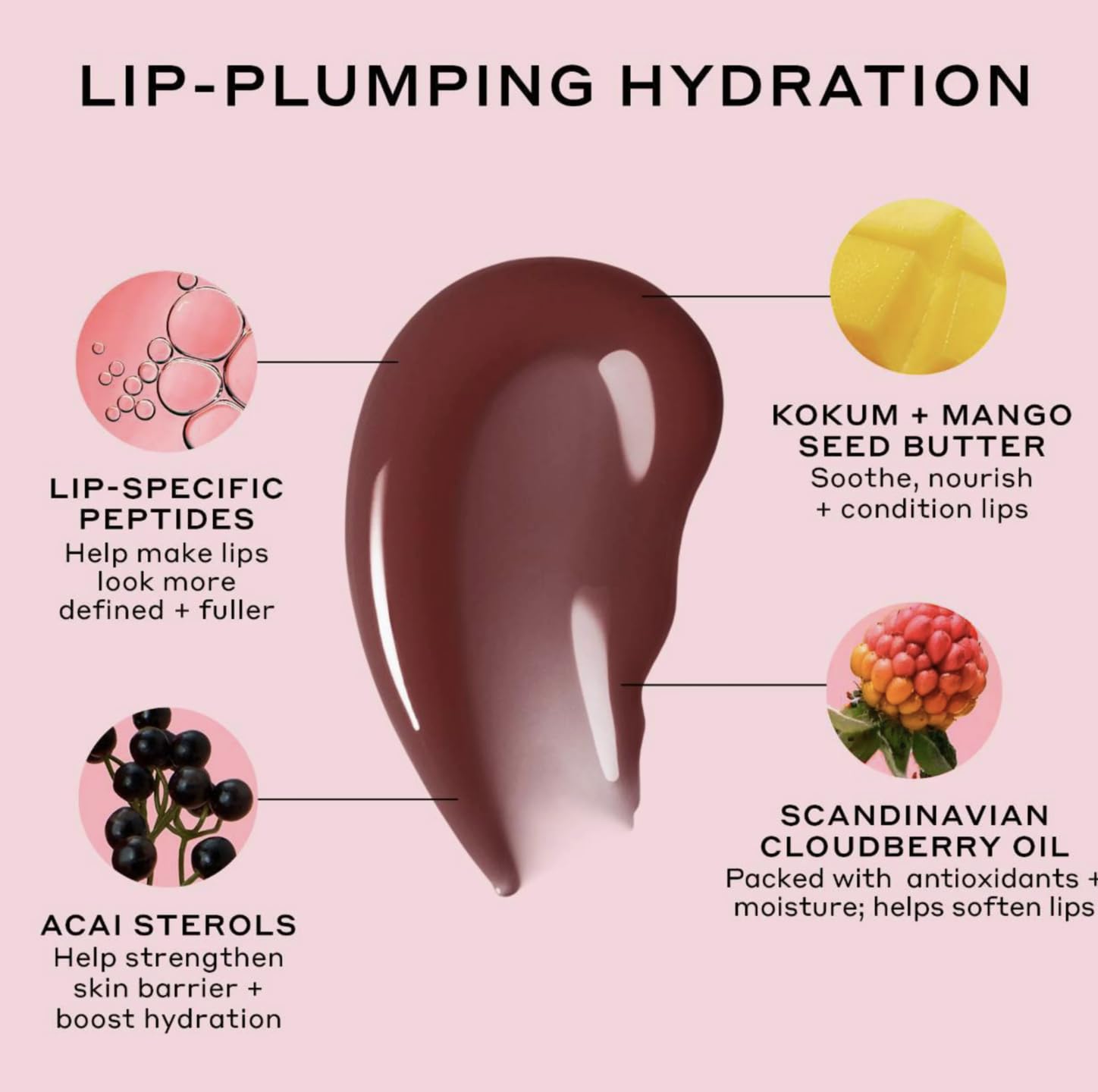 Ole Henriksen Cocoa Creme Pout Preserve texture close-up showing creamy finish and hydration for smoother-looking lips