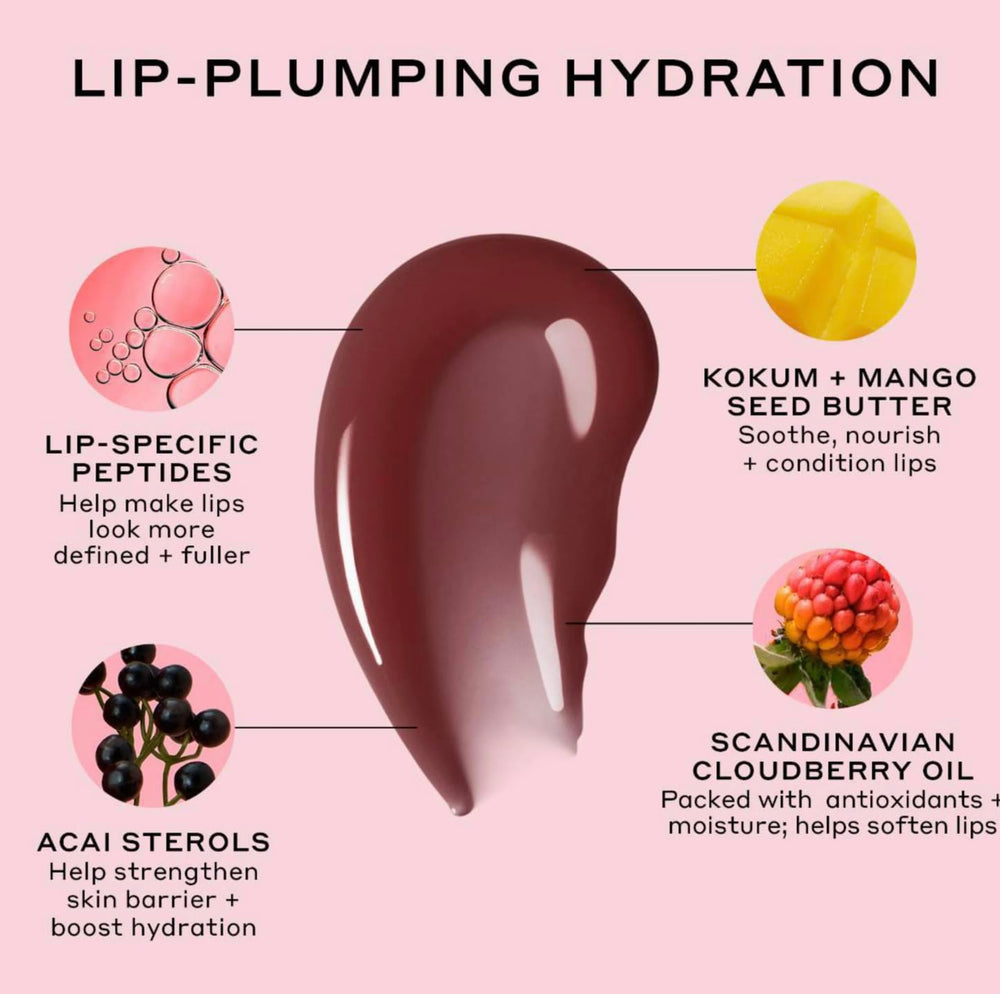 Ole Henriksen Cocoa Creme Pout Preserve texture close-up showing creamy finish and hydration for smoother-looking lips