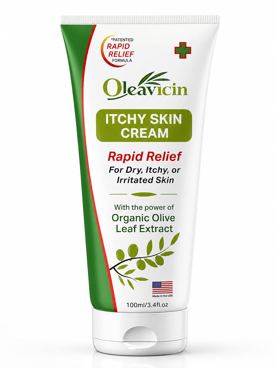 Oleavicin front tube showing packaging and quick relief benefit