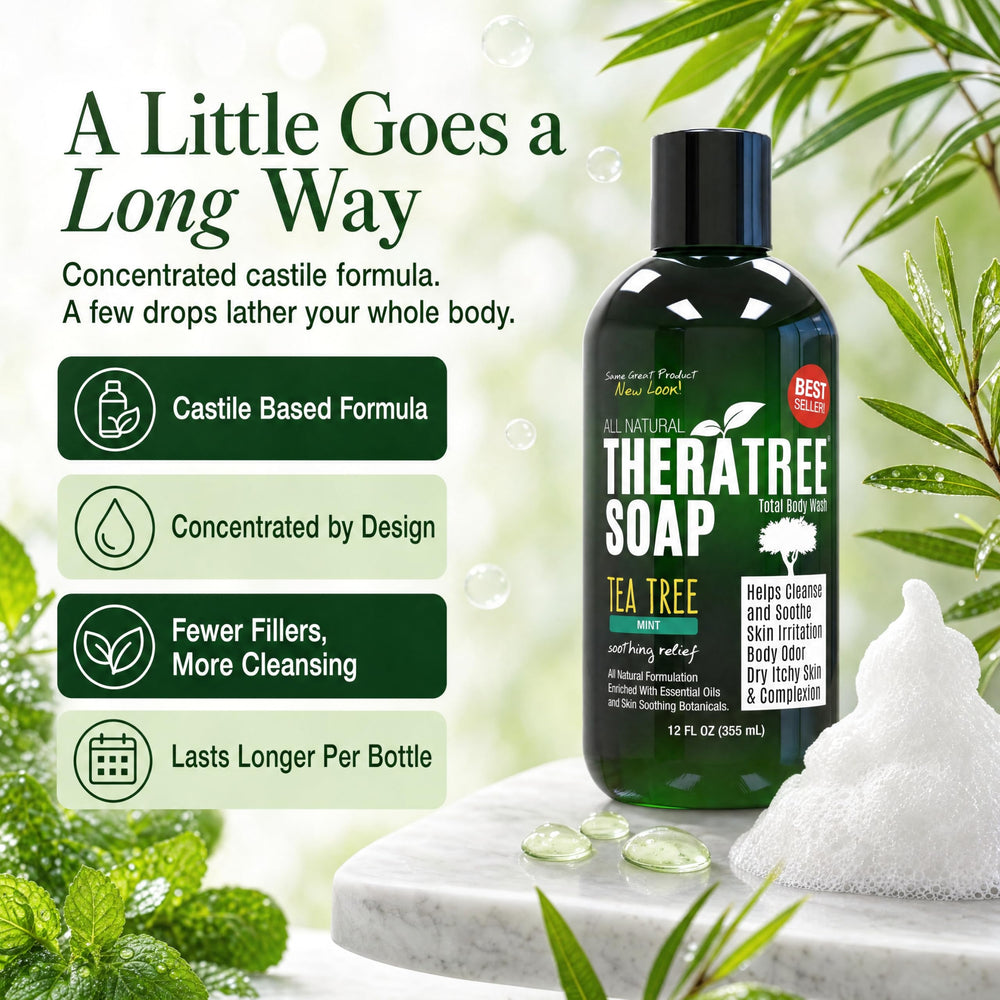 Oleavine ingredient bottles with Australian tea tree oil for clarity