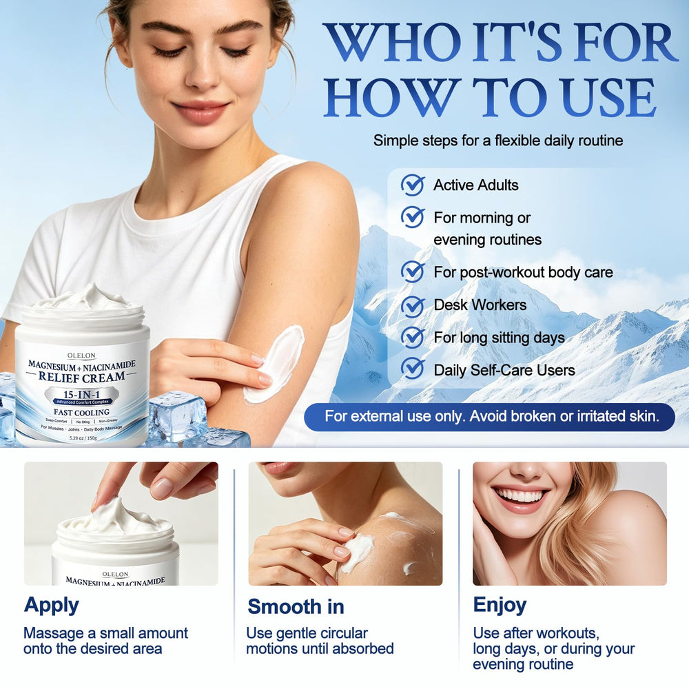 OLELON ingredients label highlighting magnesium and niacinamide benefits