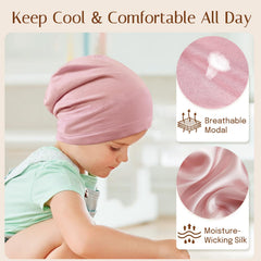 OLESILK bonnet on infant side profile demonstrating comfortable coverage