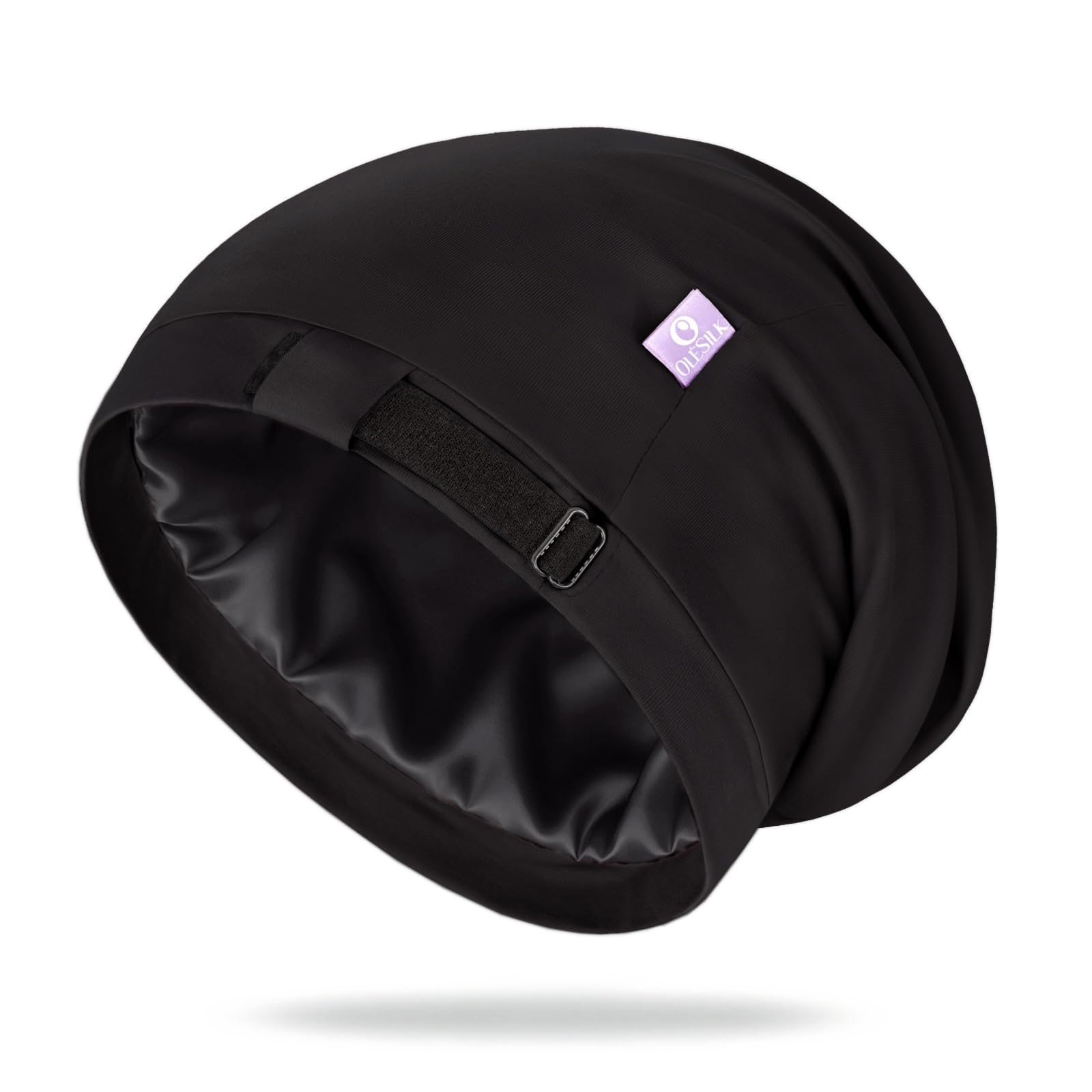 OLESILK front view black bonnet shows sleek protection and comfortable fit