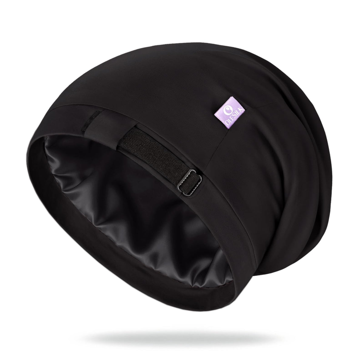 OLESILK front view black bonnet shows sleek protection and comfortable fit
