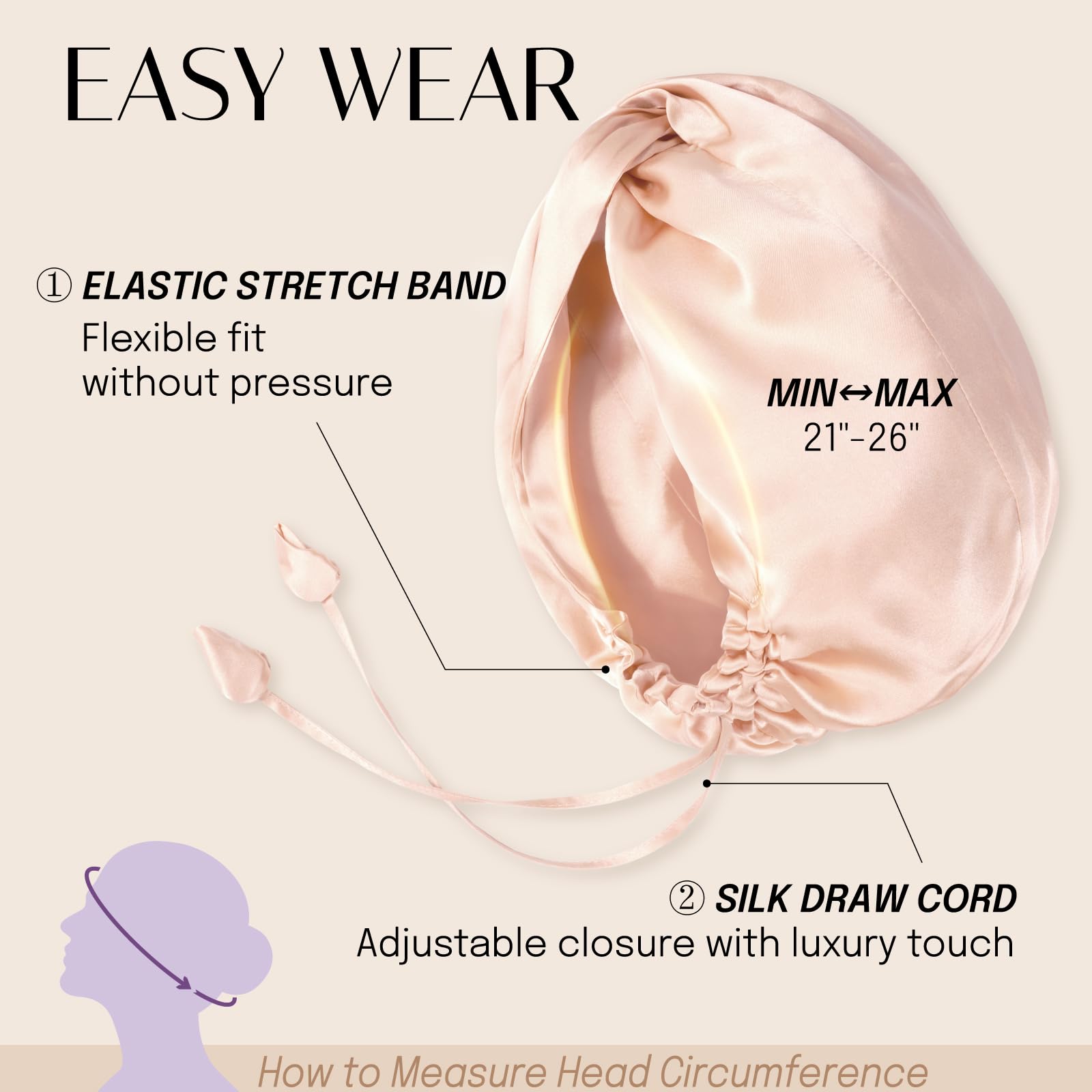 OLESILK bonnet styled on bathroom counter highlighting travel-ready convenience benefit