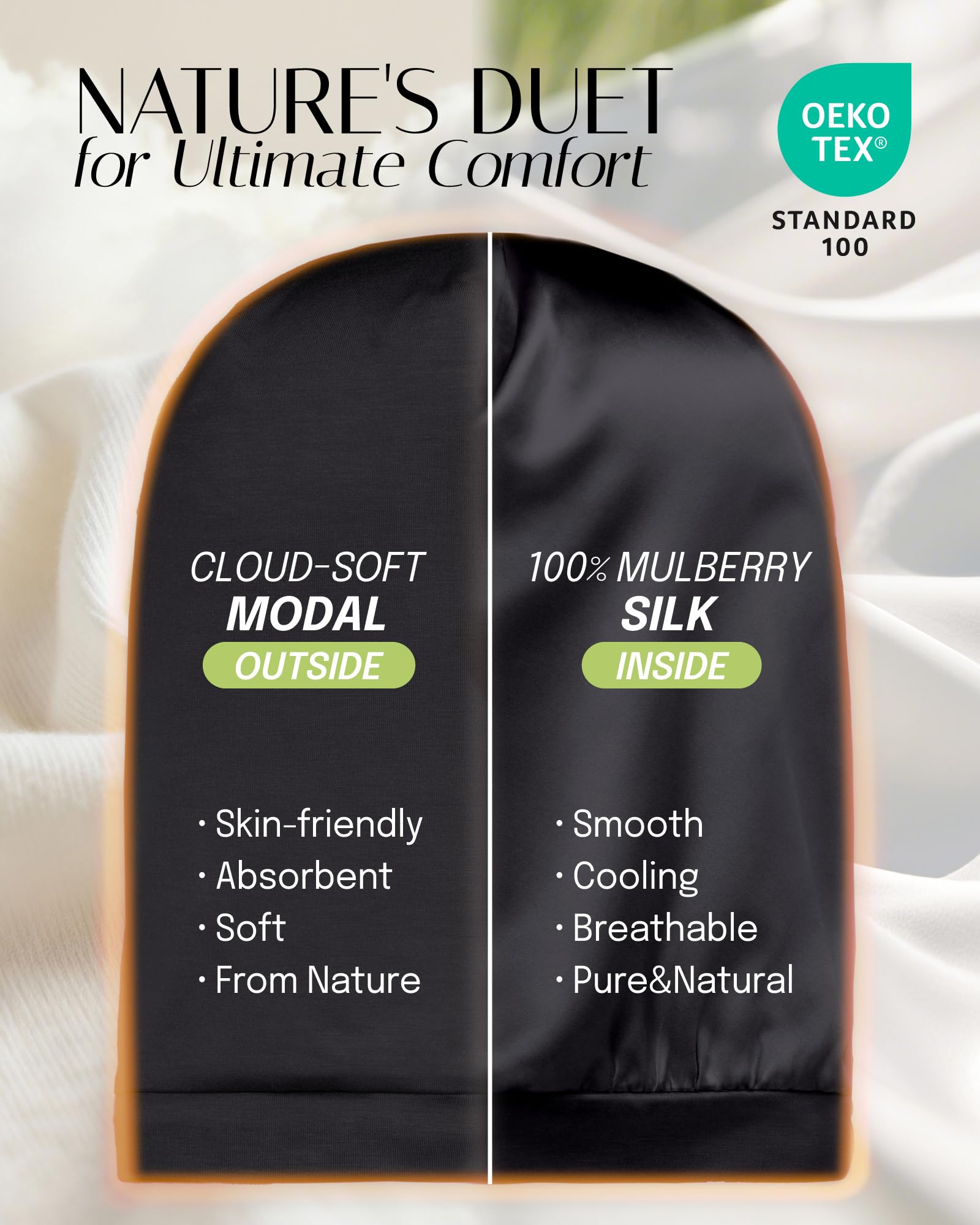 OLESILK silk lining closeup highlights smooth texture and reduced friction