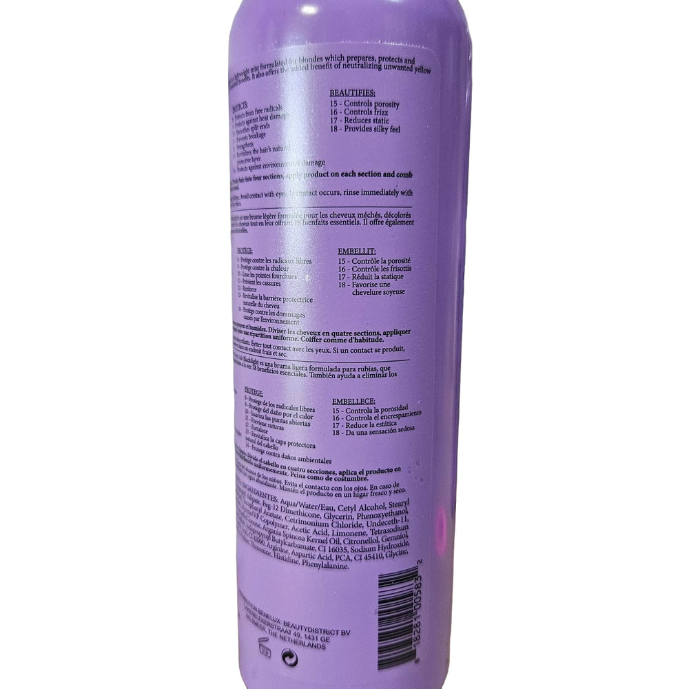 Oligo Professionnel Blacklight being sprayed on damp hair to detangle
