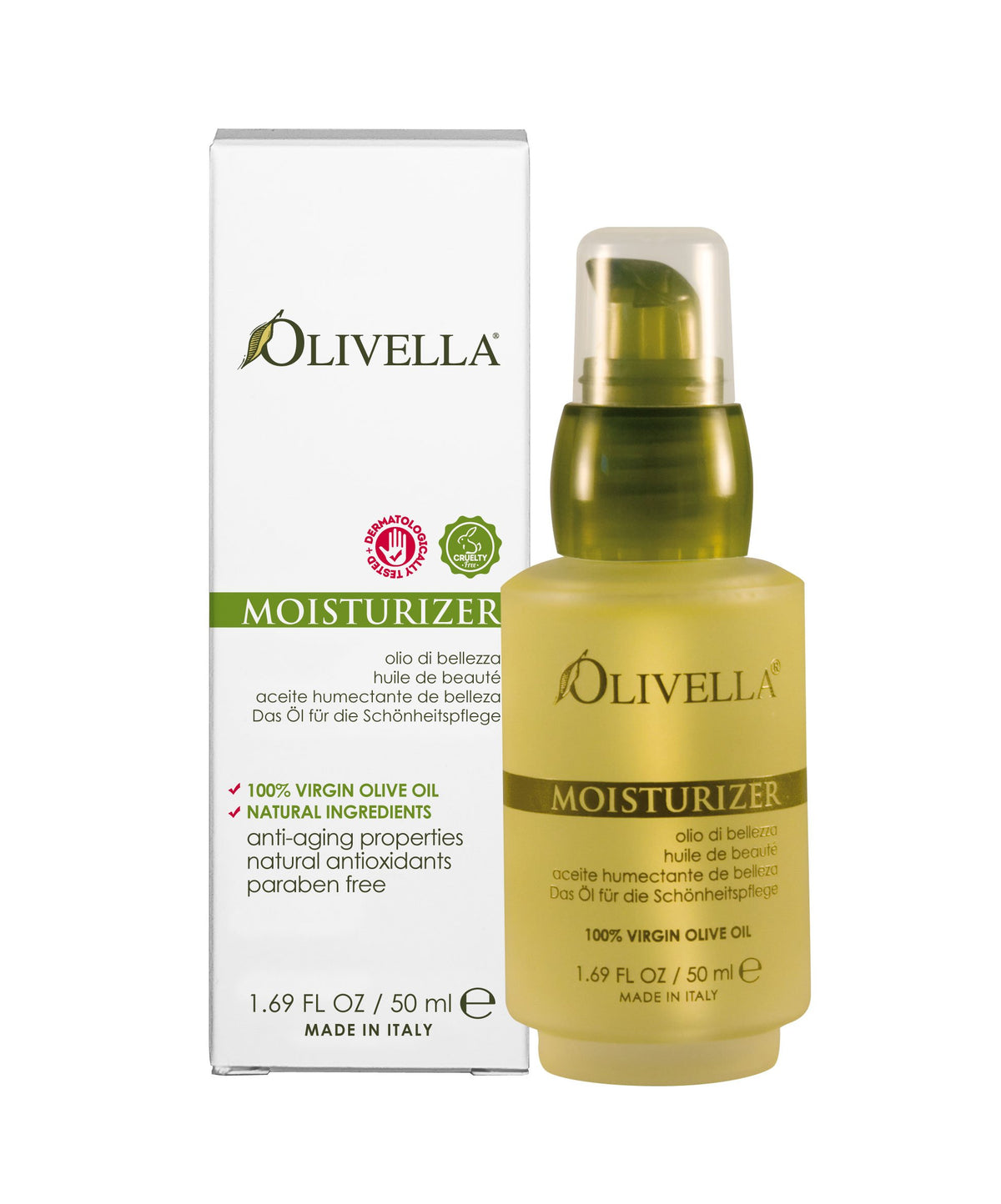 Olivella front packaging showing 1.69 oz tube and brand clarity for travel convenience