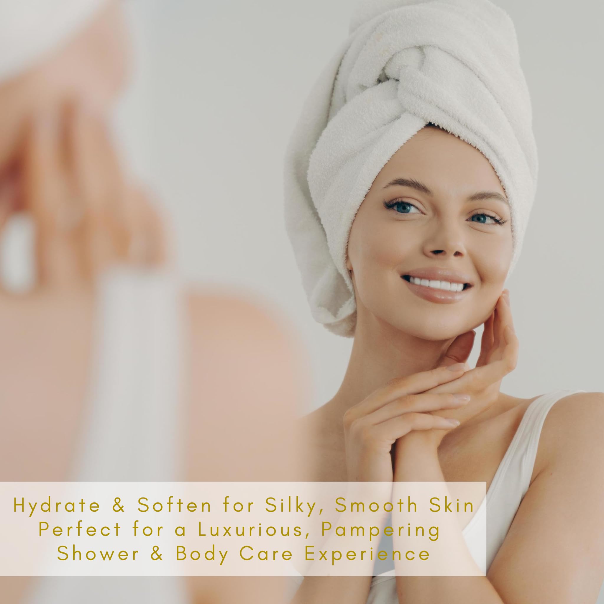 Olivia Care bottle in shower setting illustrating in-shower use option
