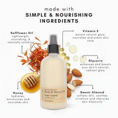 Olivia Care hand applying oil to damp skin for quick hydration