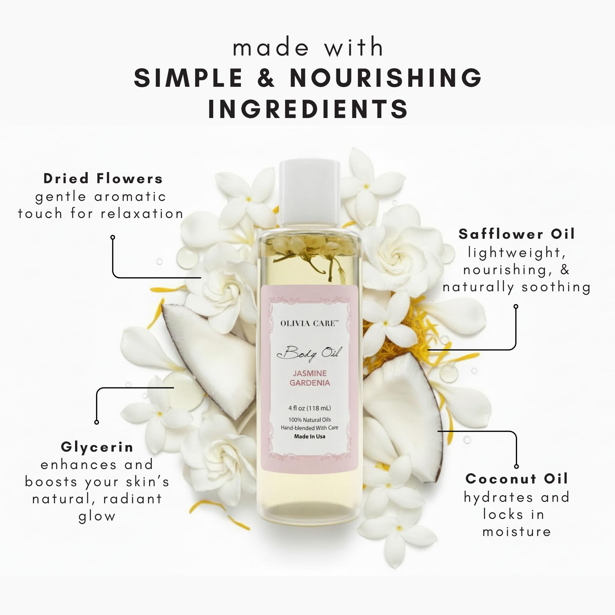 Olivia Care oil drop on forearm demonstrating quick hydration benefit