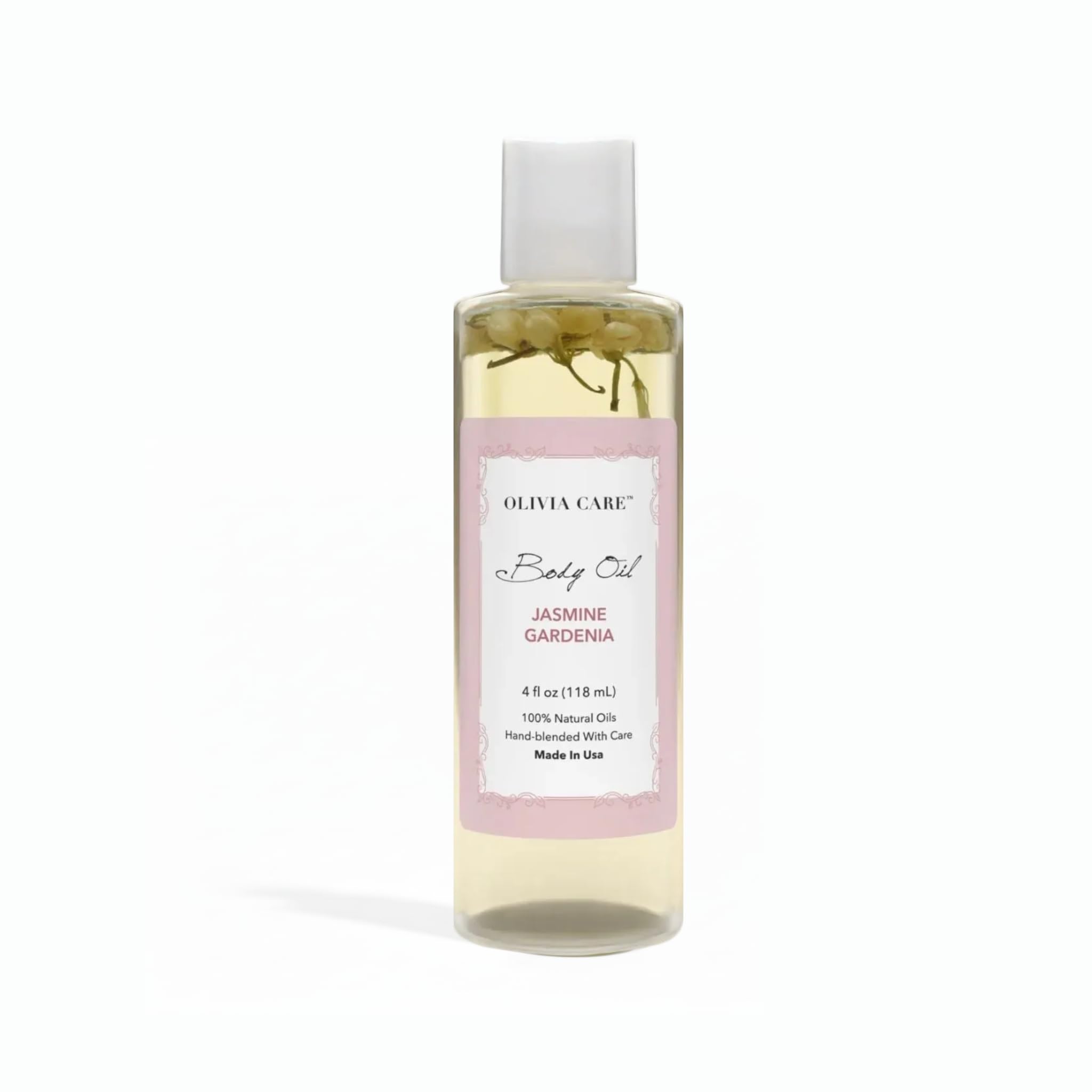 Olivia Care front bottle view showing 4 oz hydrating body oil