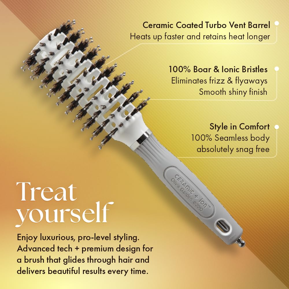 Olivia Garden boar bristles detail distributing oils for added shine
