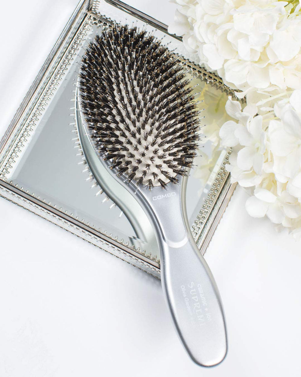 Olivia Garden brush used while blow-drying for quicker smoothing