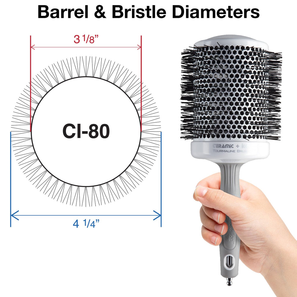 Olivia Garden CI-80 ceramic-coated barrel close-up for even heat distribution