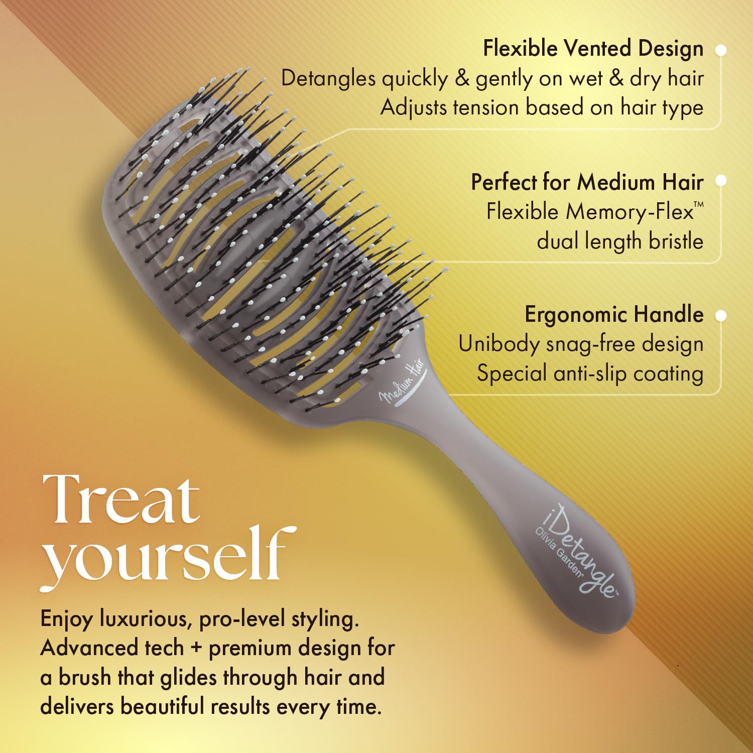 Olivia Garden bristle detail showing snag-free tips for gentler strokes