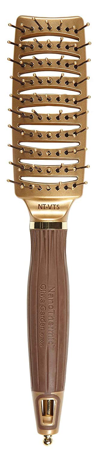 Olivia Garden NT-VTS front view showing ergonomic handle and bristles for comfortable styling