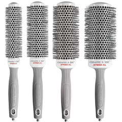 Olivia Garden brush front view showing extra-long barrel and full profile for faster styling