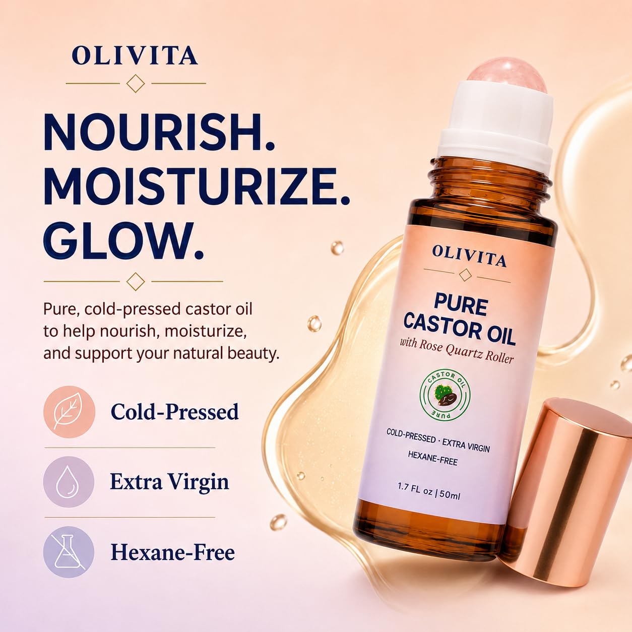 OLIVITA label ingredients closeup for clean, hexane-free assurance