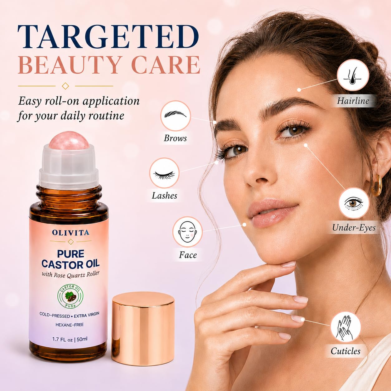 OLIVITA castor oil texture drop highlighting lightweight hydration