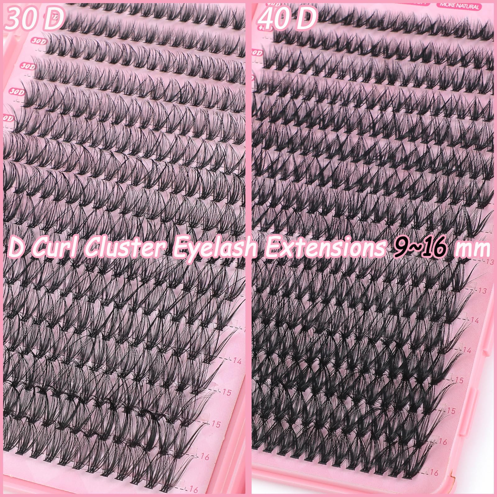 OLLAVO lashes applied on eye demonstrating lifted D curl for open-eye effect