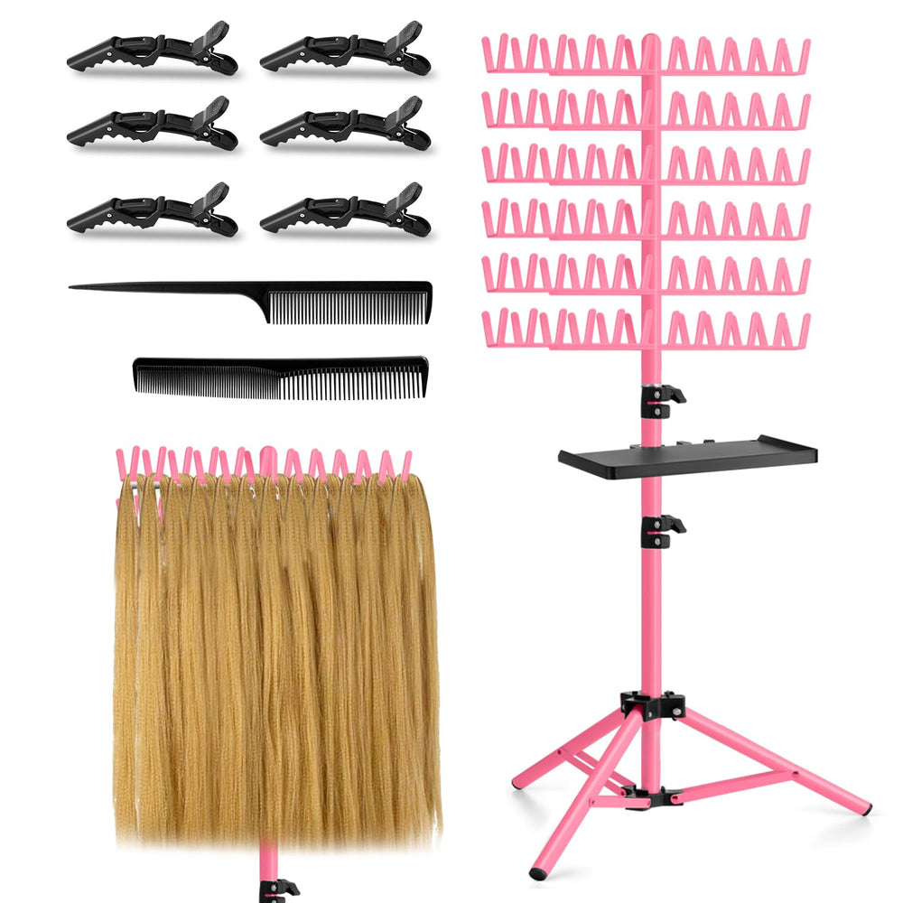 OLMRJKD front view of pink 144-peg rack showing organized extensions and quick access