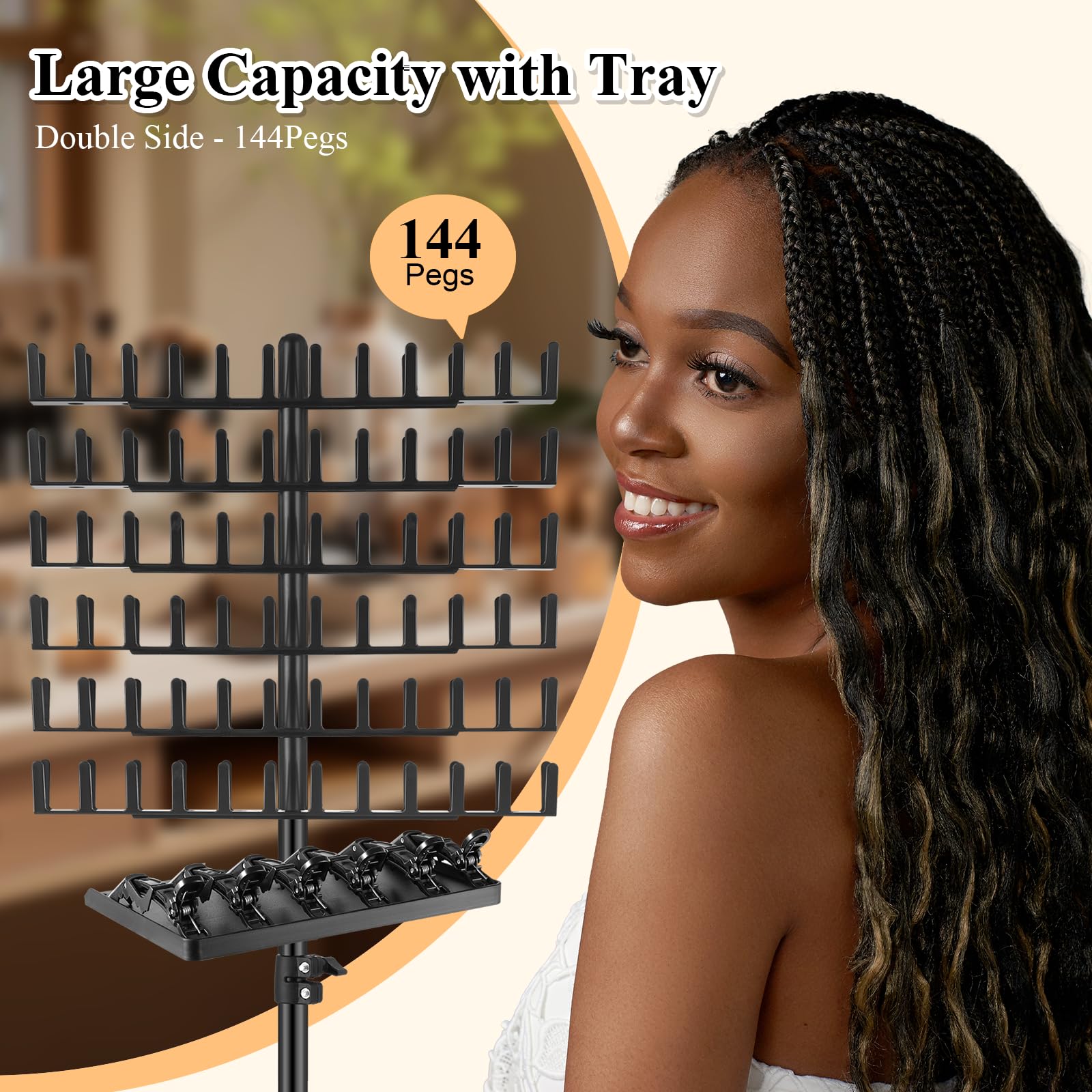 OLMRJKD close-up of curved pegs preventing tangles for faster styling