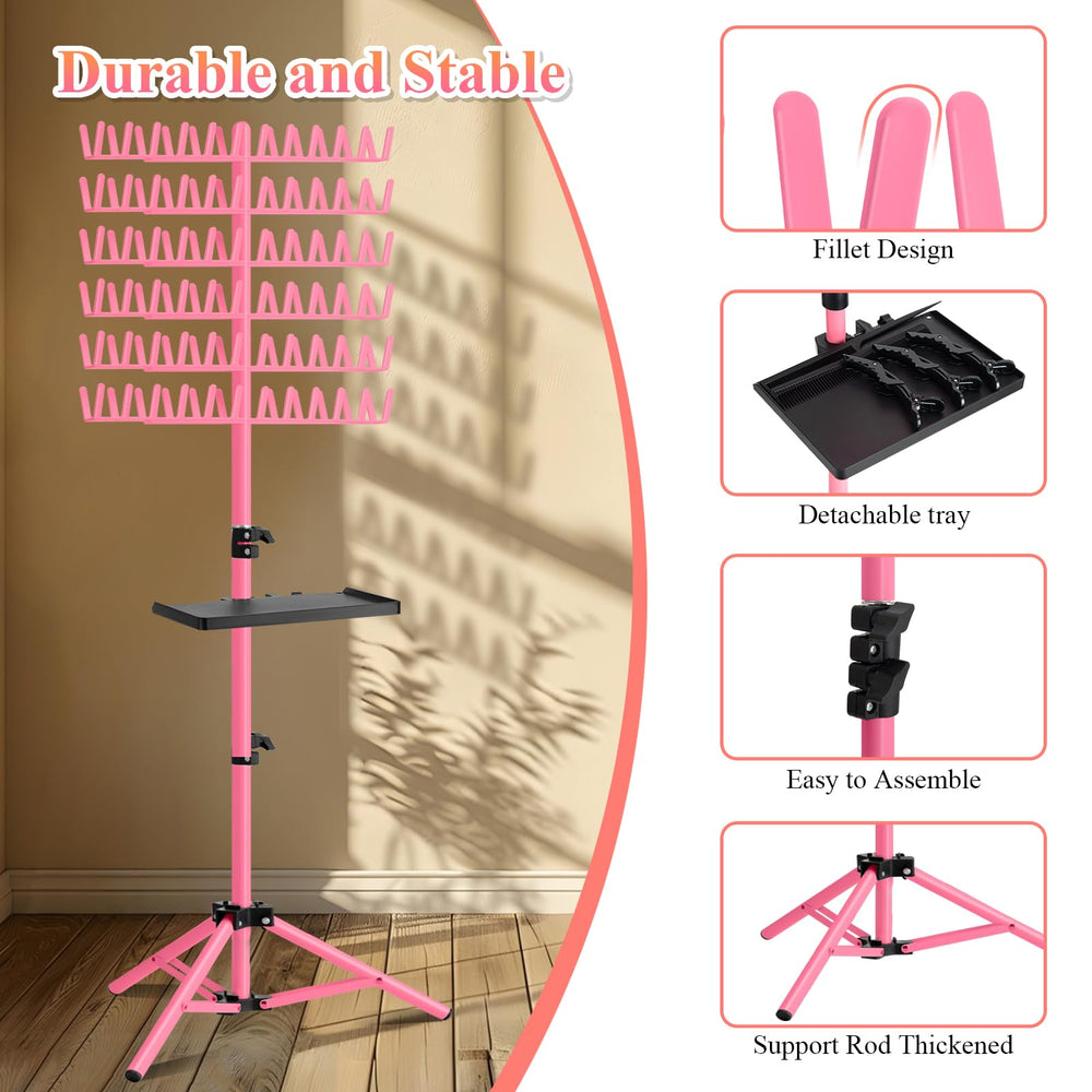 OLMRJKD braiding rack with removable tray holding clips and elastics for neat workflow