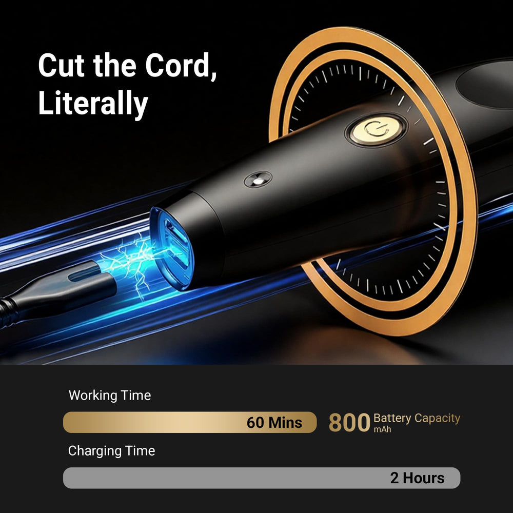OLOV barber with four guide combs illustrating length options and control