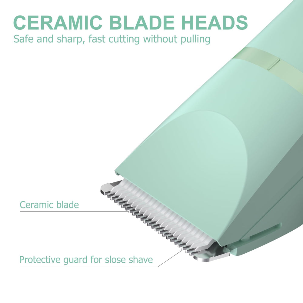 OLOV trimmer in use on bikini area demonstrating safe precise grooming control
