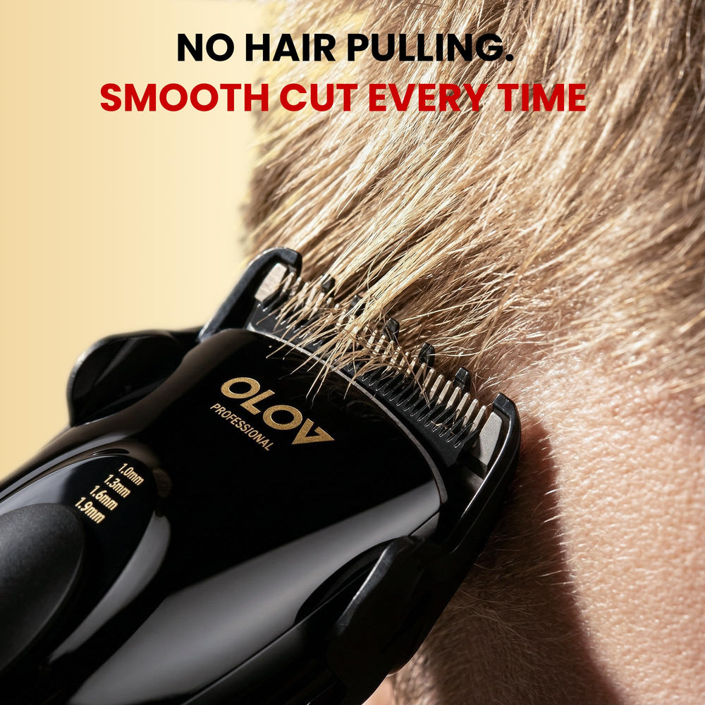 OLOV PROFESSIONAL close-up of ceramic blade head showing sharp edge and comfort