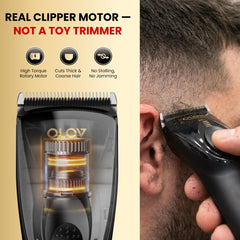 OLOV PROFESSIONAL clipper in hand demonstrating ergonomic grip and control