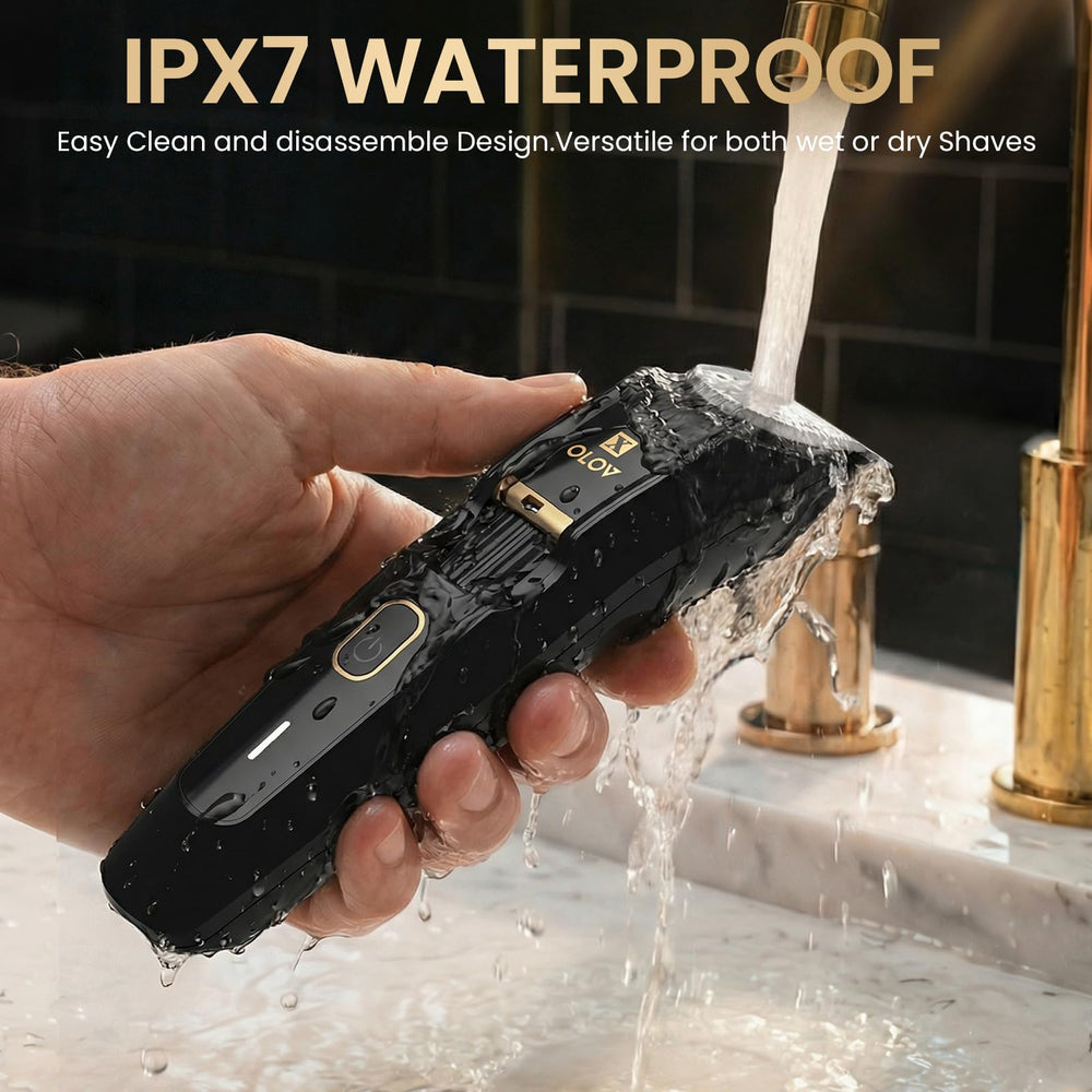 OLOV X ergonomic grip held in hand for comfortable, stable handling during trims