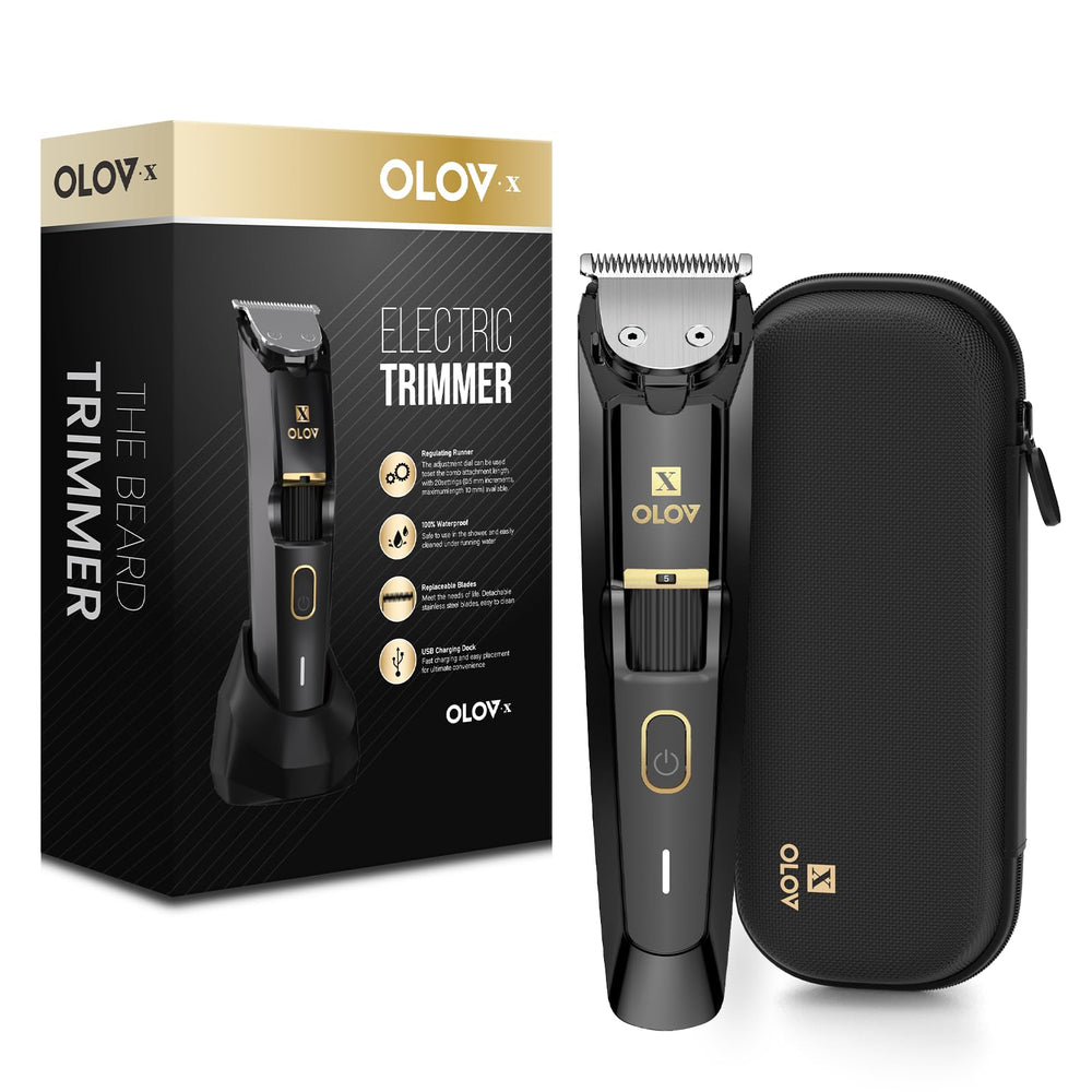 OLOV X front view showing sleek trimmer design and premium finish for confident grooming