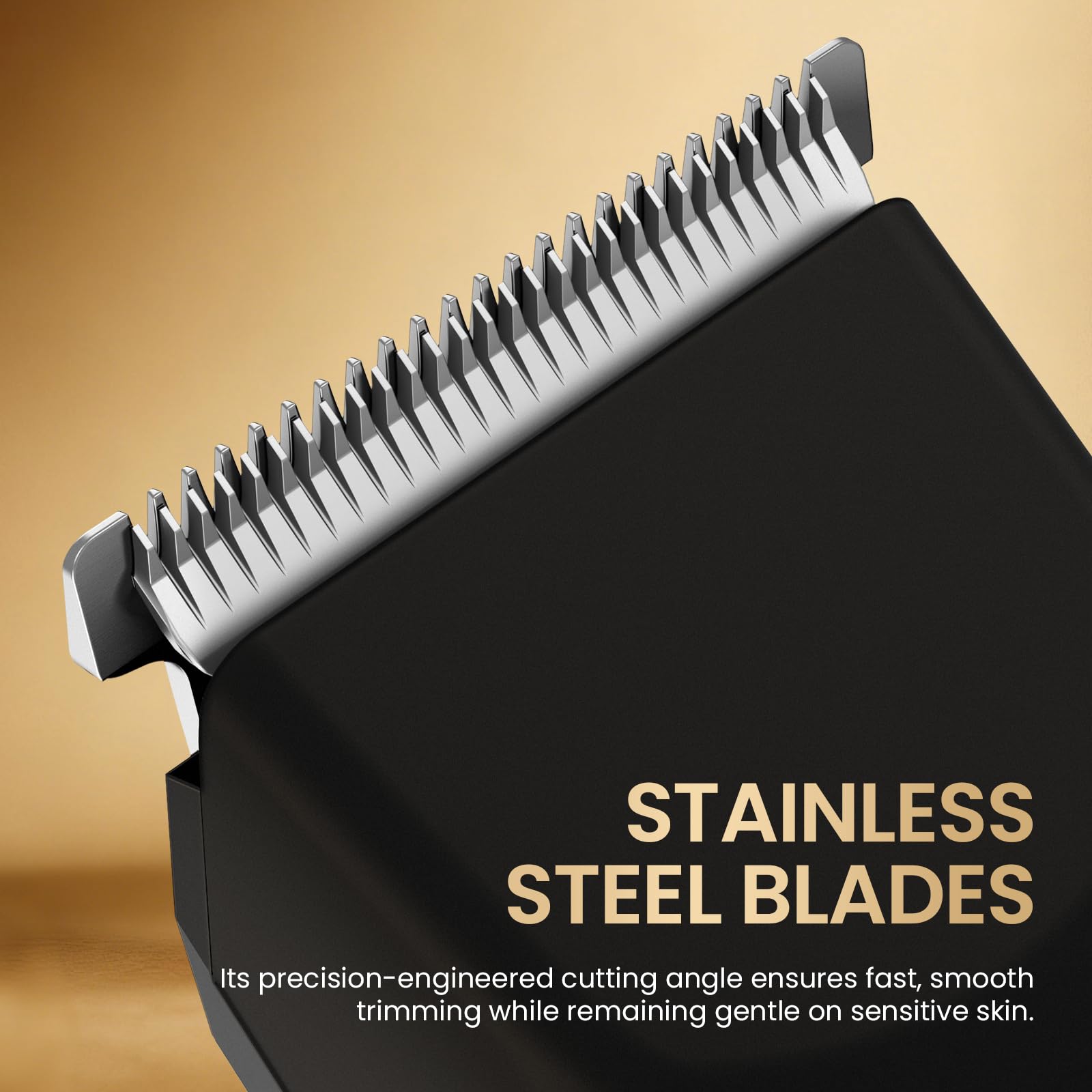 OLOV X stainless steel blade detail highlighting smooth cutting edge and reduced pulling