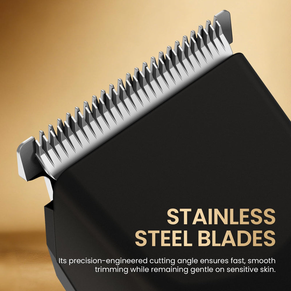 OLOV X stainless steel blade detail highlighting smooth cutting edge and reduced pulling
