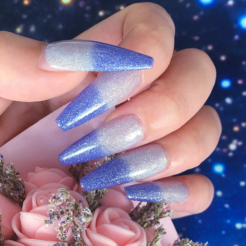 Omainy long nail comparison showing stronger gradient effect and enhanced visibility benefit
